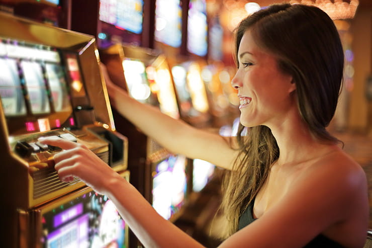 Girl Playing Slot Machine Games